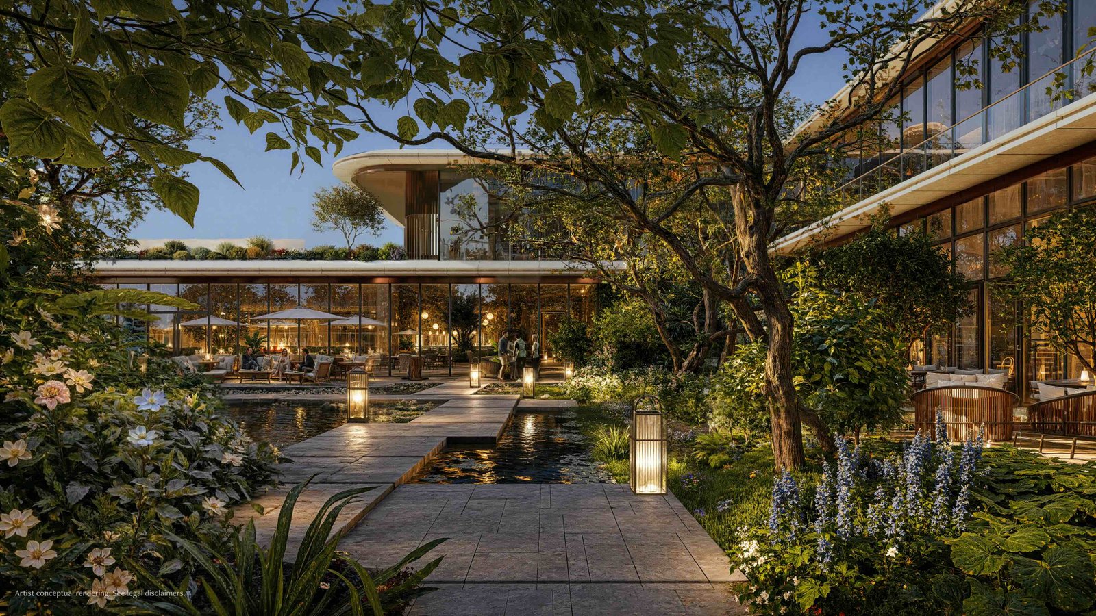 Anantara Residences Miami — west garden lounge at night
