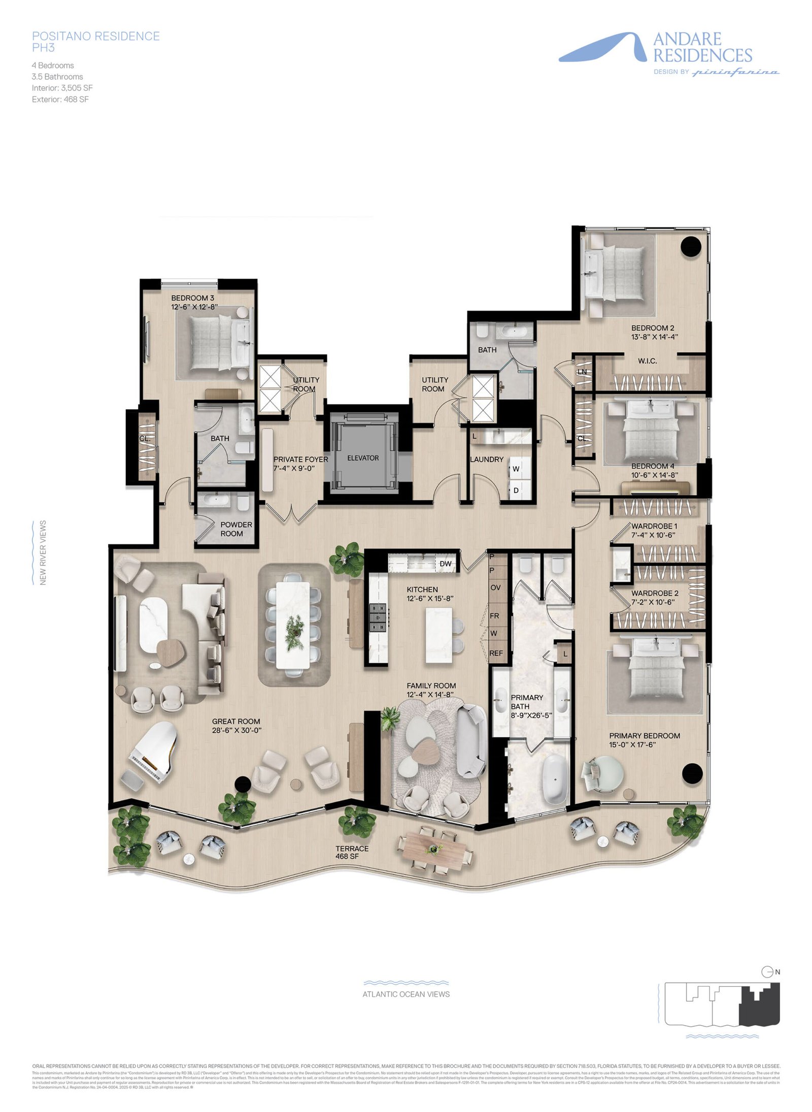 Andare Positano PH3 floor plan — Fort Lauderdale