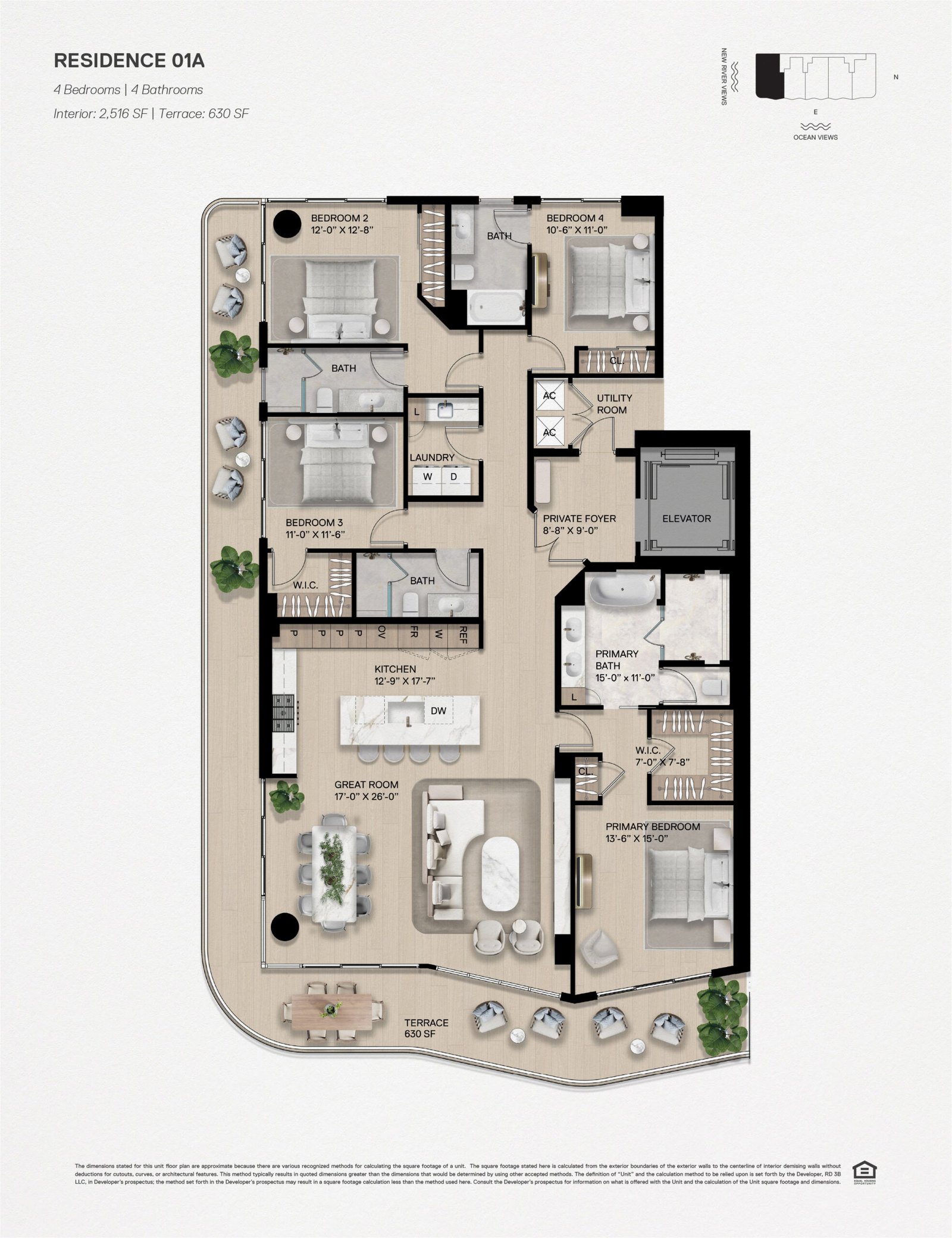 Andare Residence 01A floor plan — Fort Lauderdale