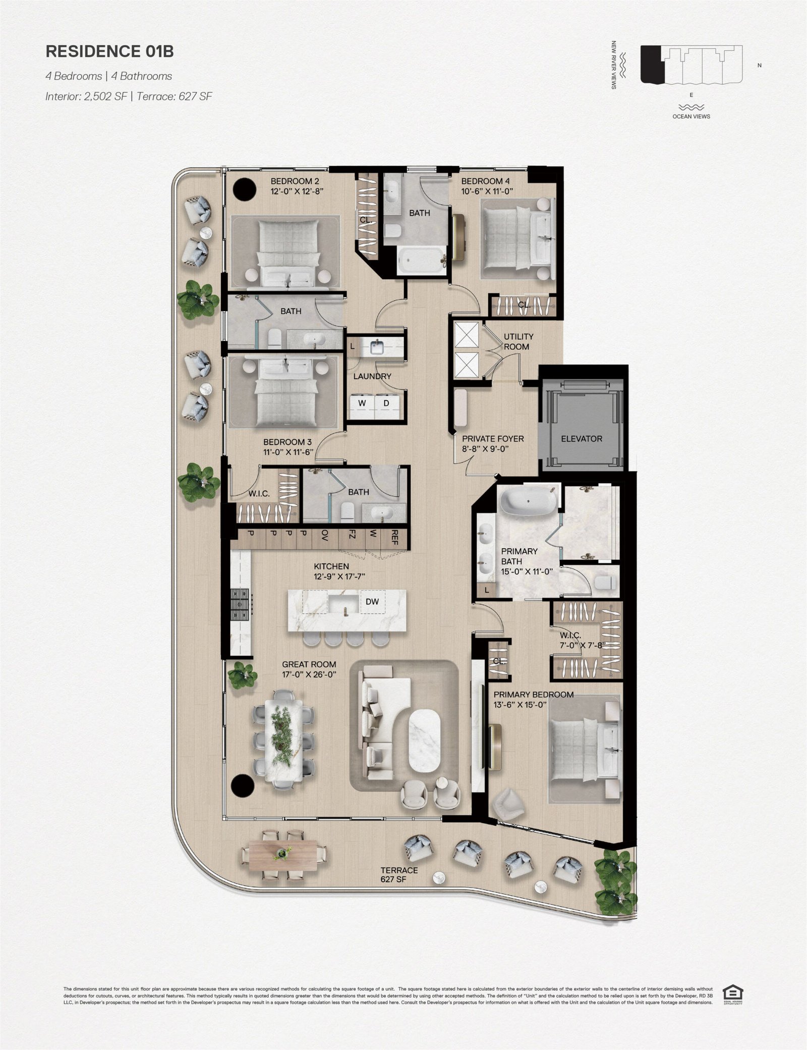 Andare Residence 01B floor plan — Fort Lauderdale