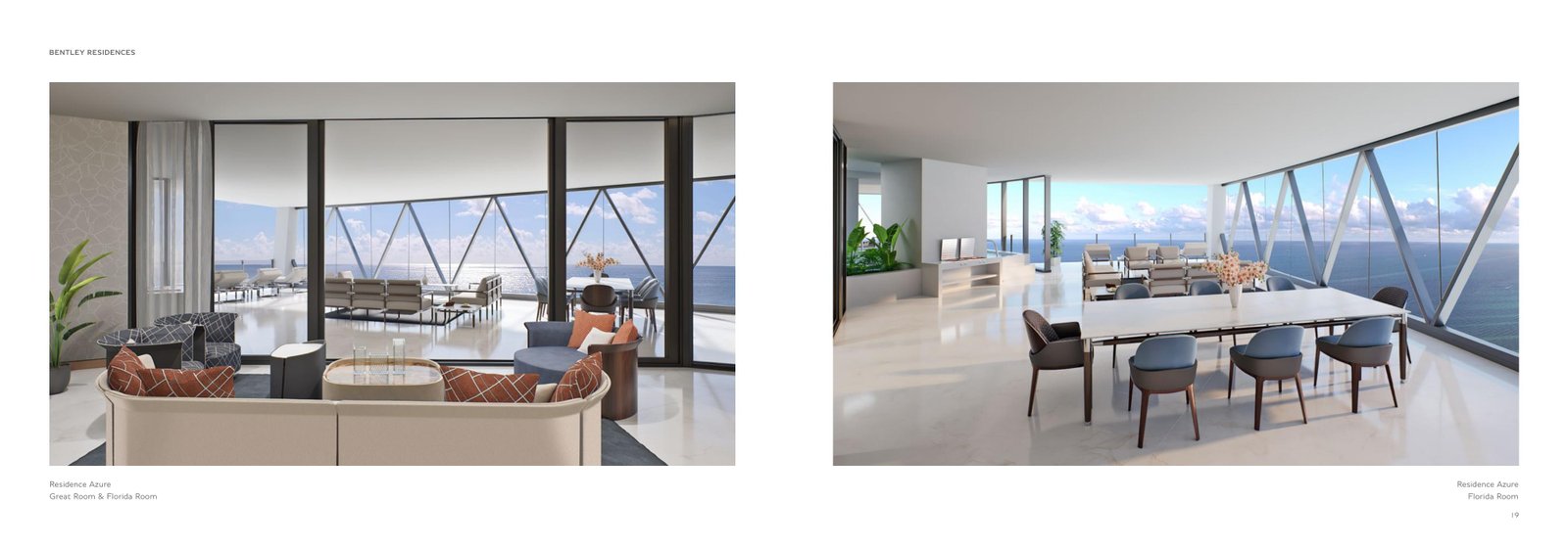 Bentley Residences Azure great room and Florida room rendering