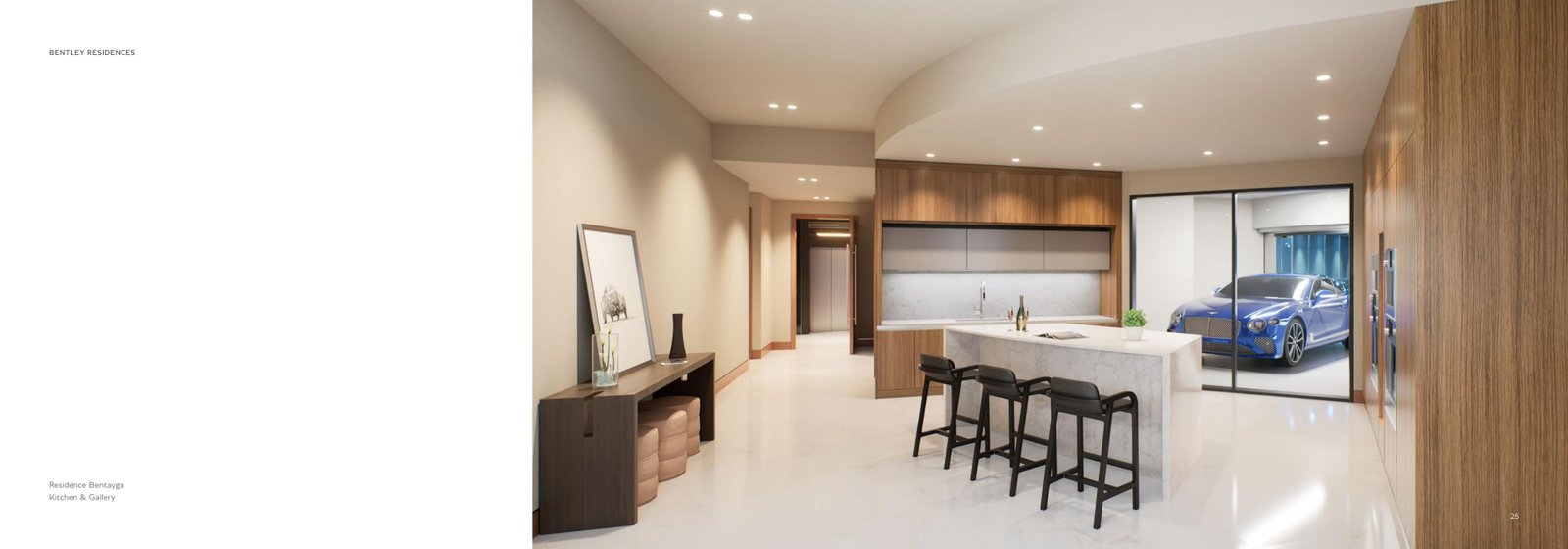 Bentley Residences Bentayga kitchen and gallery rendering