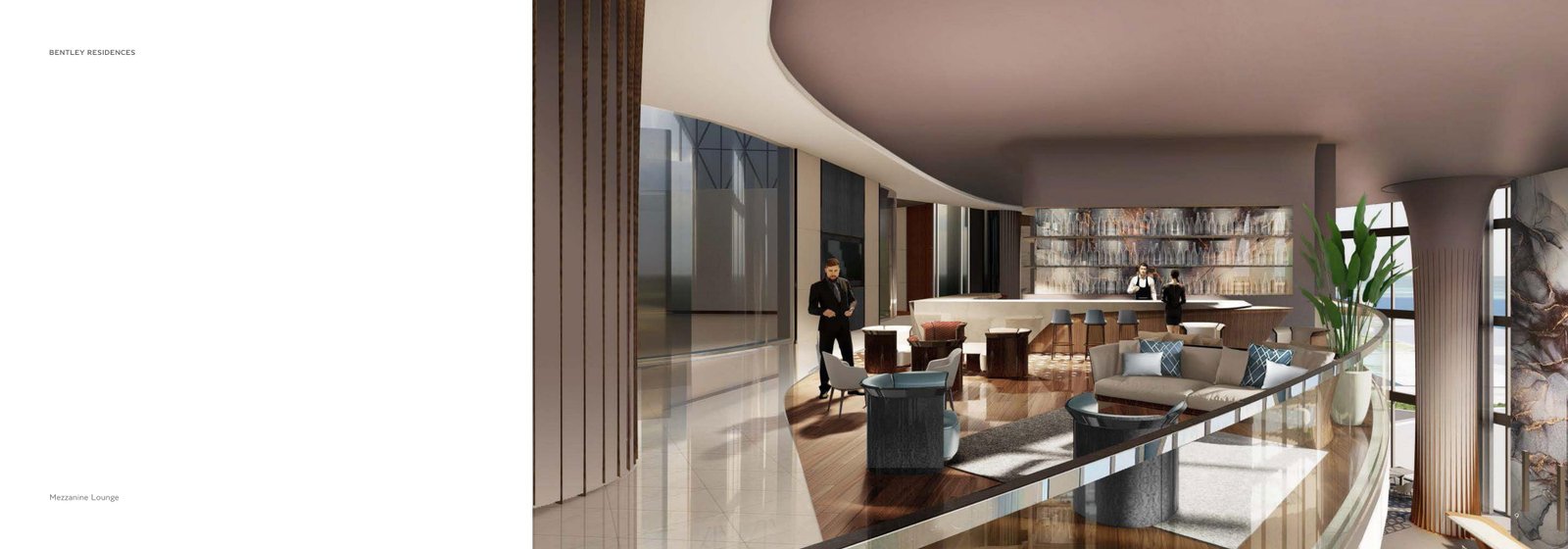 Bentley Residences mezzanine lounge rendering