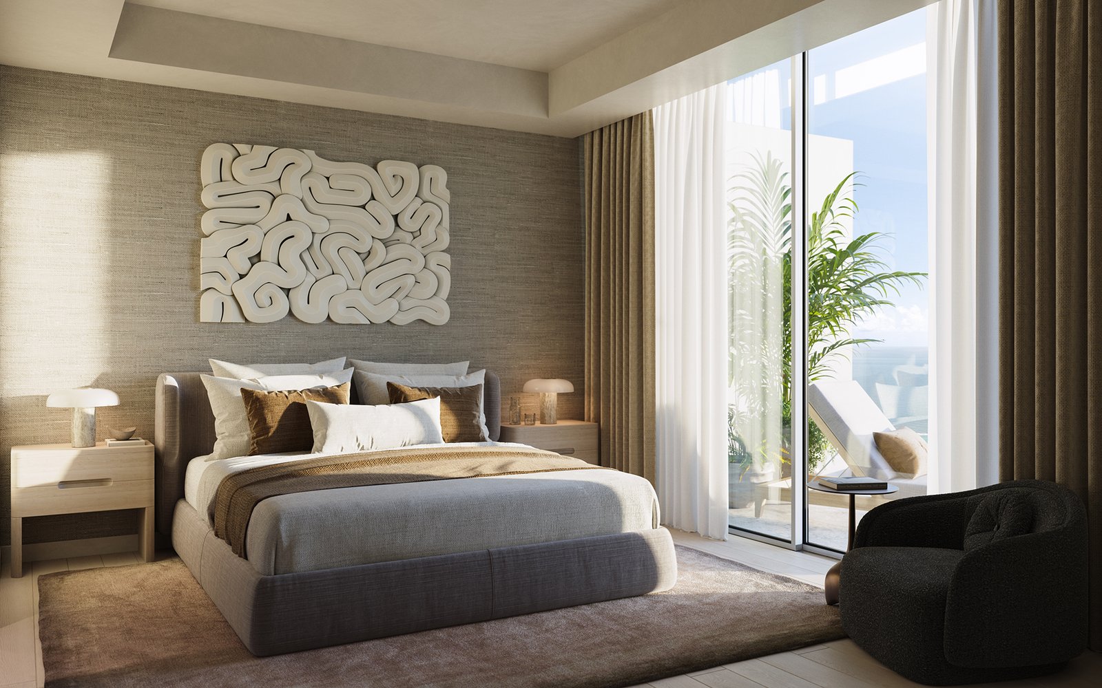 Icon Beach primary bedroom with water views