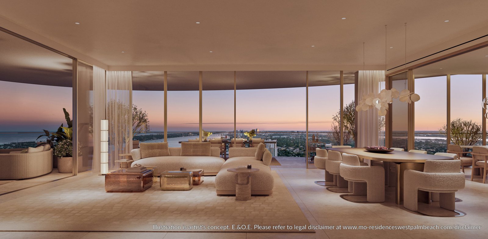 Mandarin Oriental Residences West Palm Beach — open living and dining layout