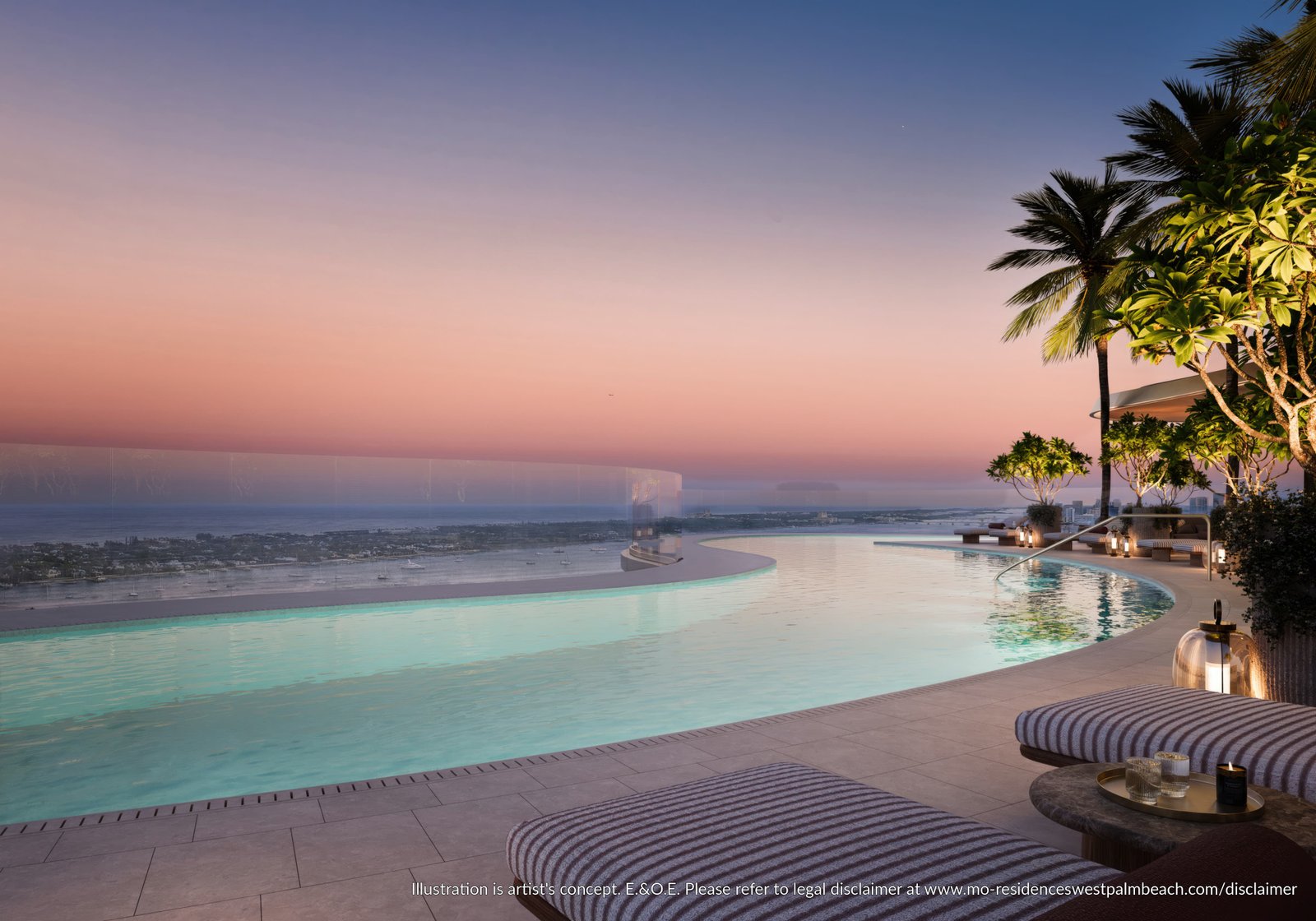 Mandarin Oriental Residences West Palm Beach — rooftop poolside loungers
