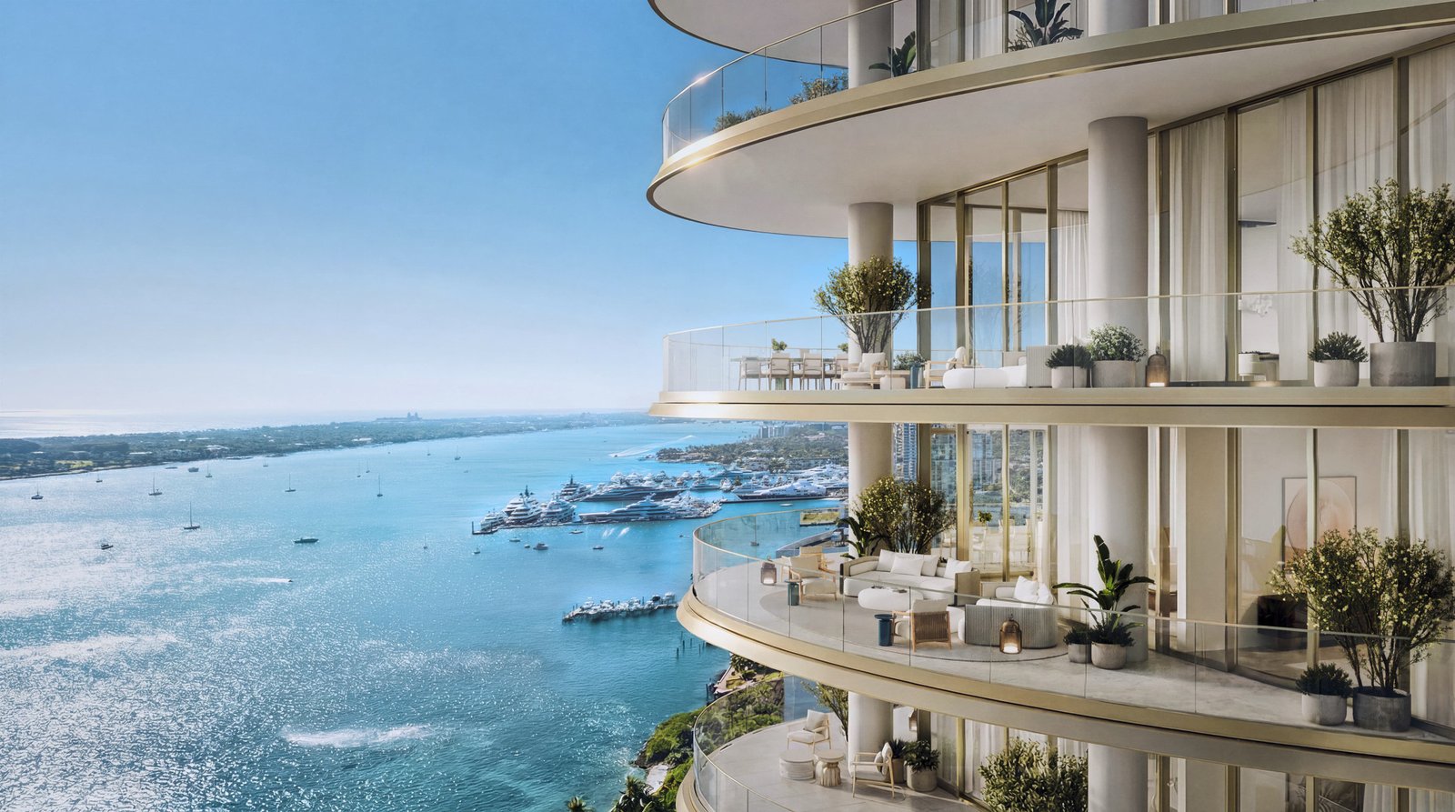 Mandarin Oriental Residences West Palm Beach — terraces over the Intracoastal Waterway