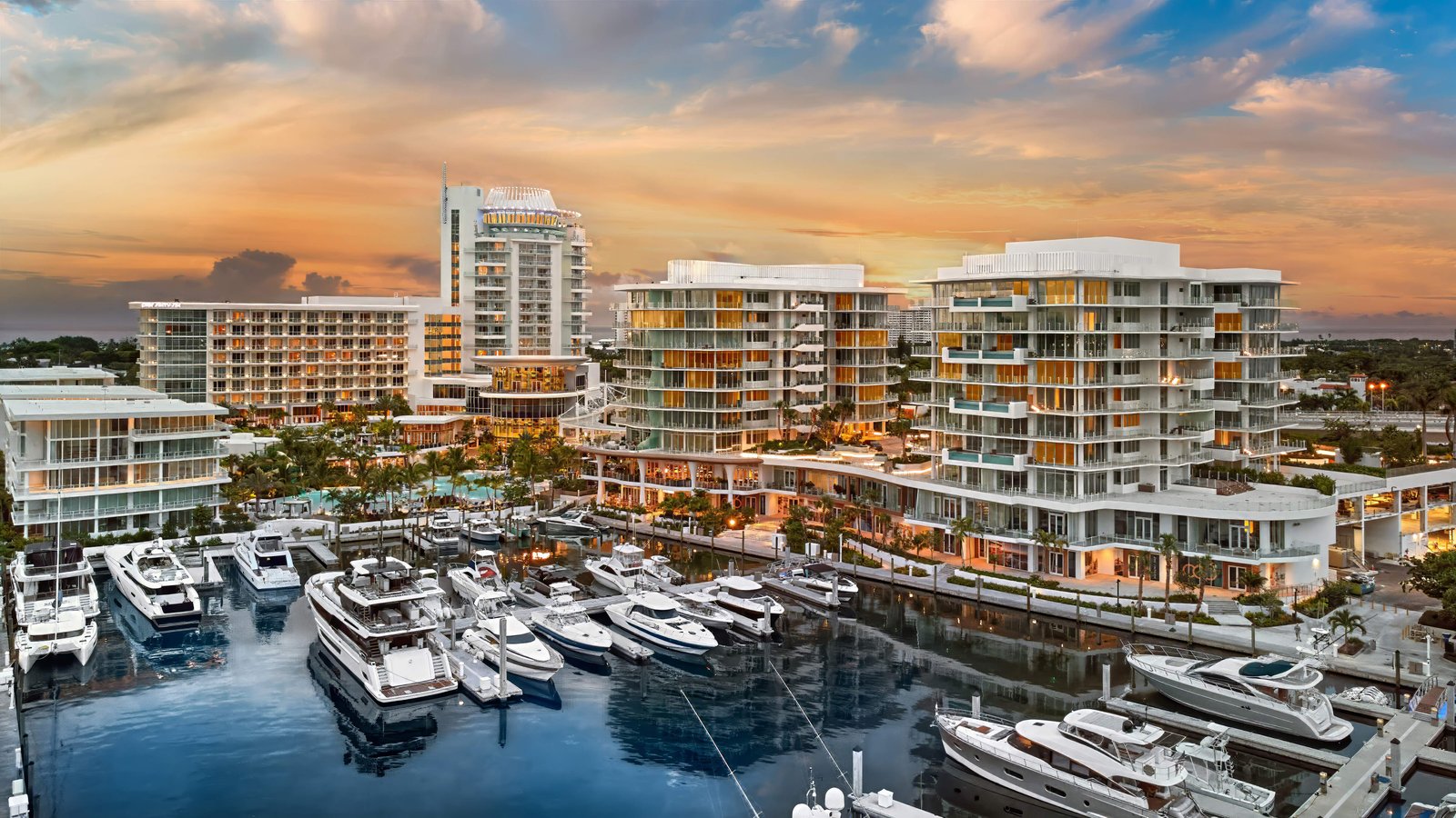 Pier Sixty-Six full marina aerial with yachts and all towers Fort Lauderdale