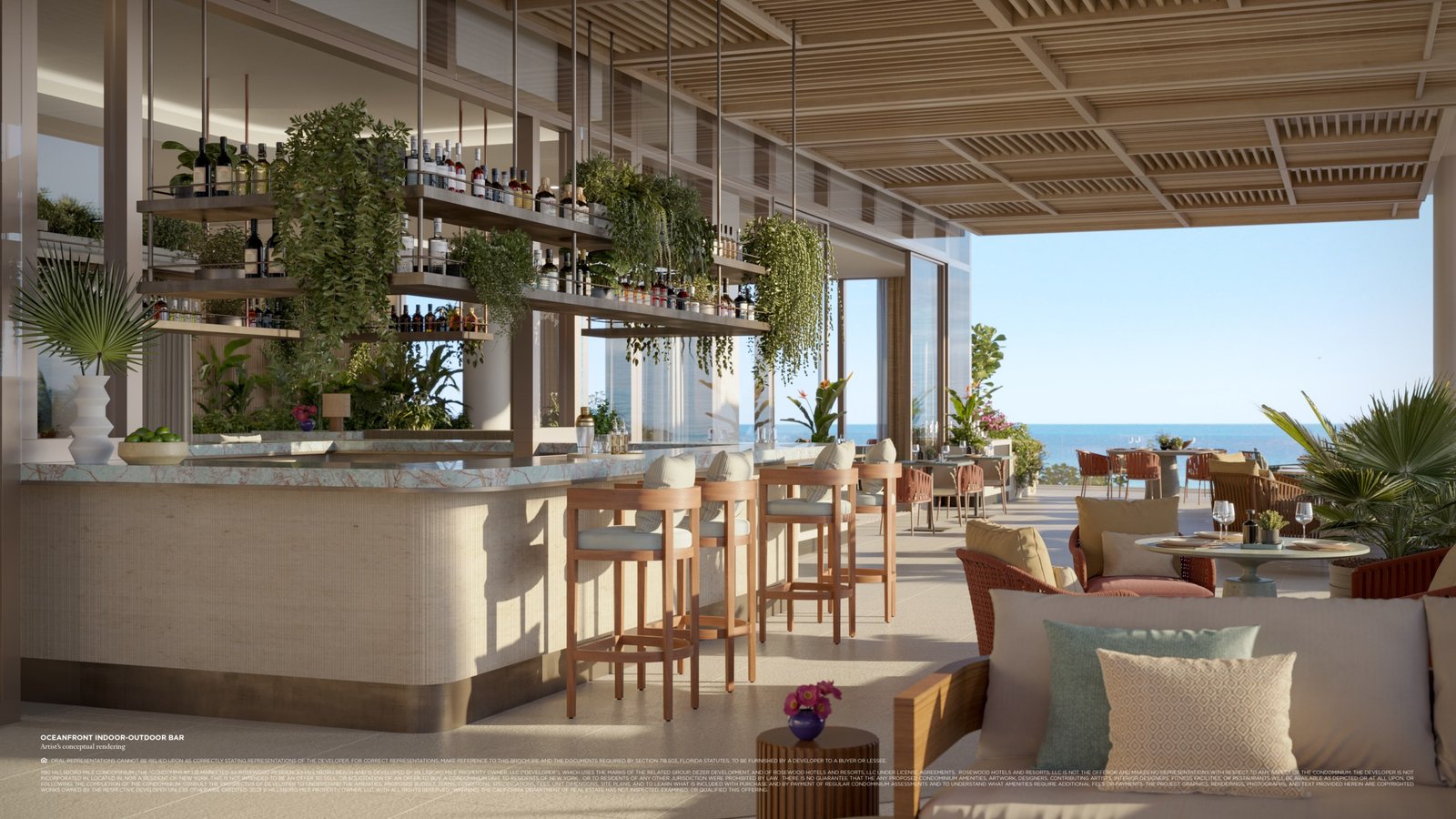 Rosewood Residences oceanfront bar lounge
