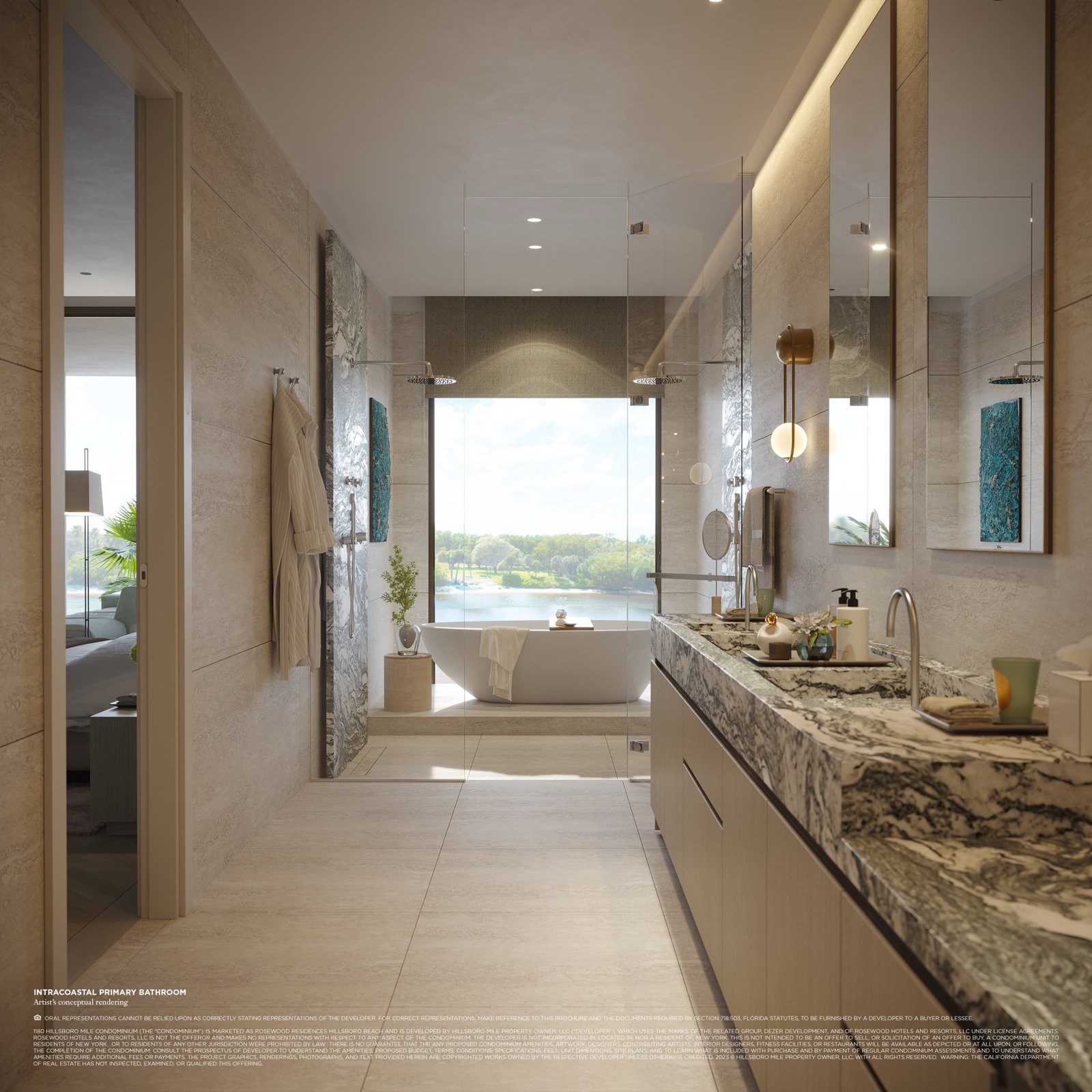 Rosewood Residences primary bathroom