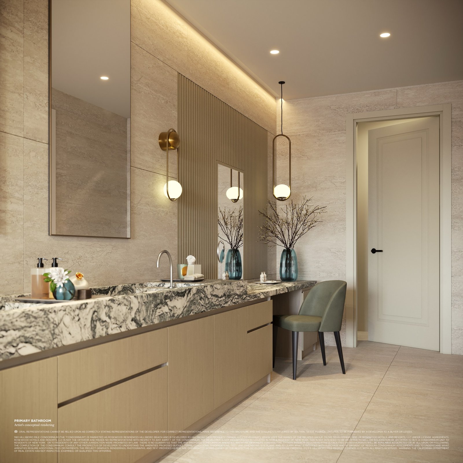Rosewood Residences primary bathroom